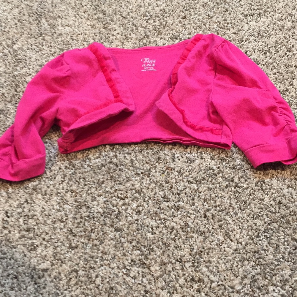 Girls short, pink jacket.